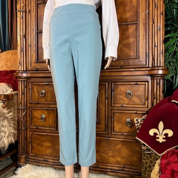 Marla Wynne Slate Blue Stretch Twill Flatterfit Ankle Pant - Picture 2 of 8